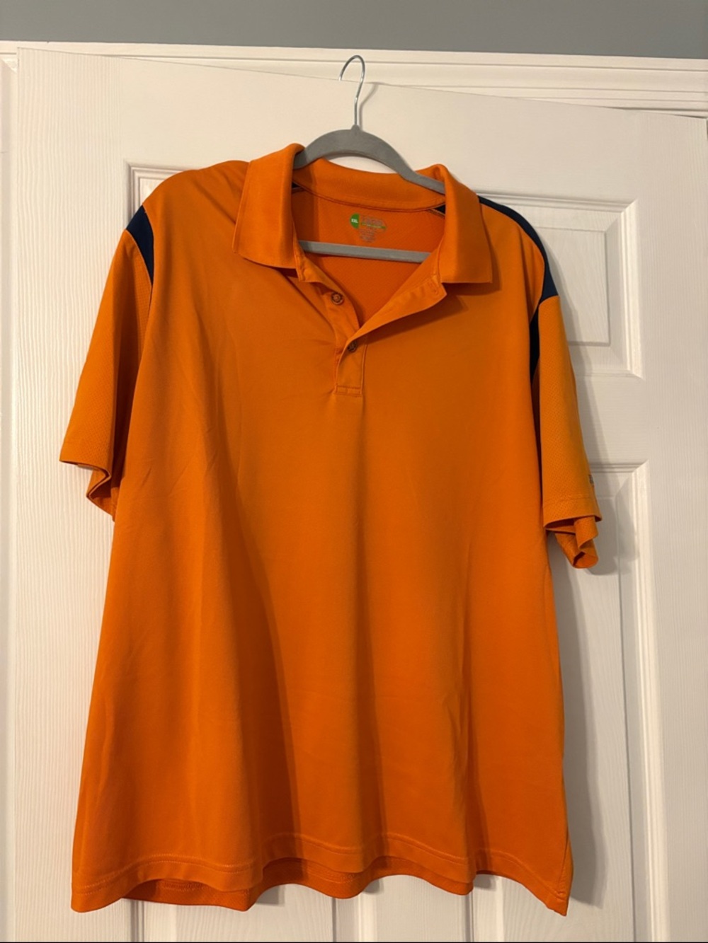 Izod Men's Orange Polo with Navy Shoulder Accents XXL
